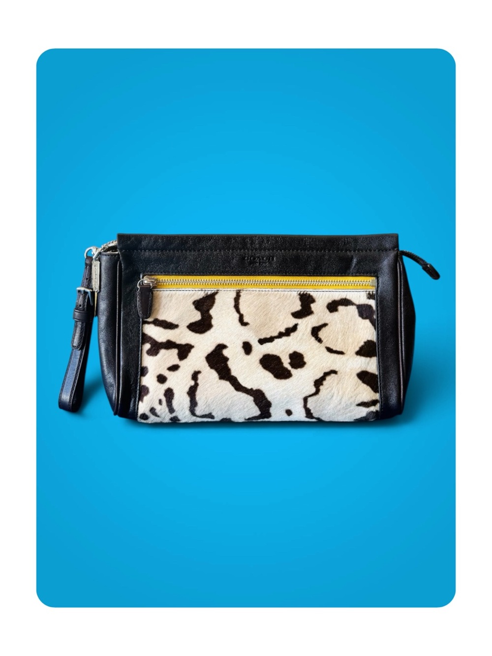 ★ Vintage Coach Legacy Ocelot Haircalf Leather Zipper Pouch Clutch One Size ★